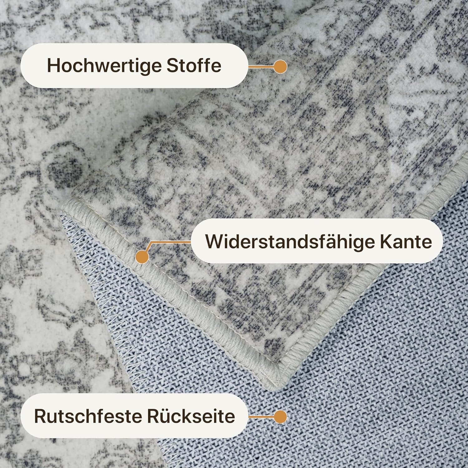 Thumbnail 2 de GENIMO Tapis Salon Vintage Persan, Lavable en machine – Noir et Gris, 160x230 cm