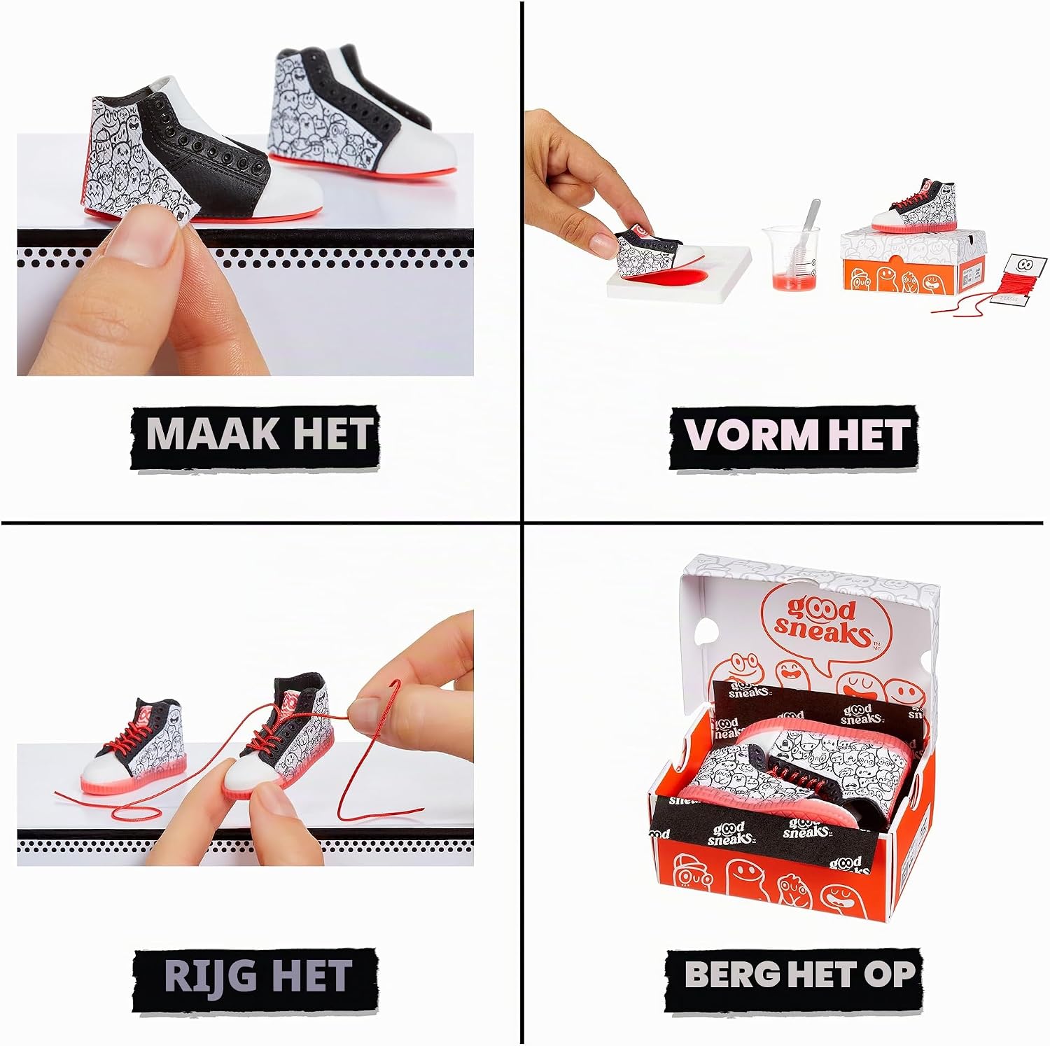 Detalle de MGA's Miniverse Make It Mini Sneakers: miniatuurset met blinde verpakking