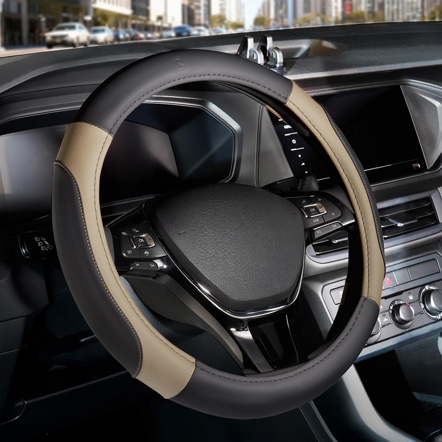 Detalle de FLORICH Steering Wheel Cover, Microfiber Leather