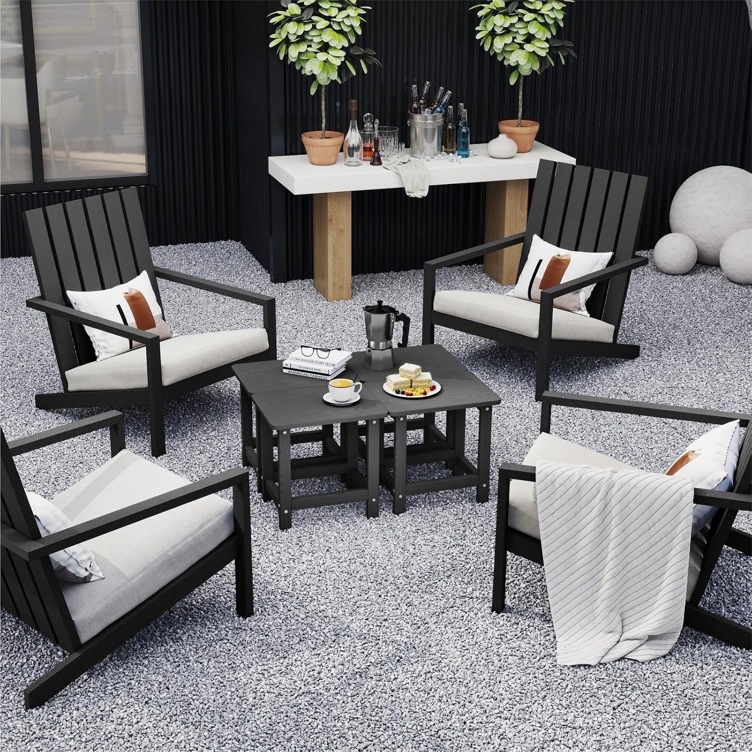 Thumbnail 6 de BIVODA CJ/002-01-CA Outdoor Side Table, Black HDPE Square Patio Table