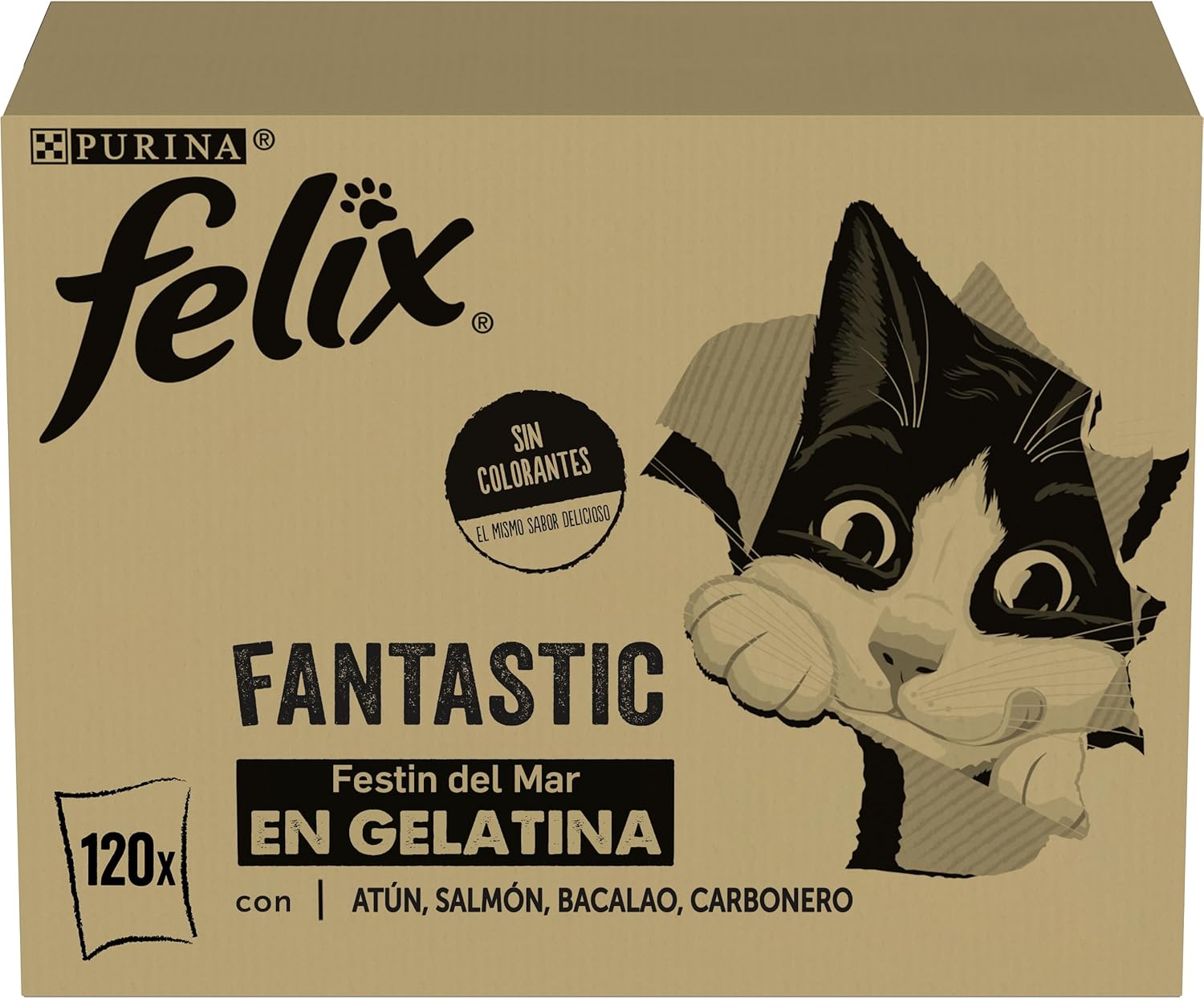Detalle de Felix Fantastic: Comida Húmeda para Gato Adulto en Gelatina, Pack 120 Sobres de 85 g