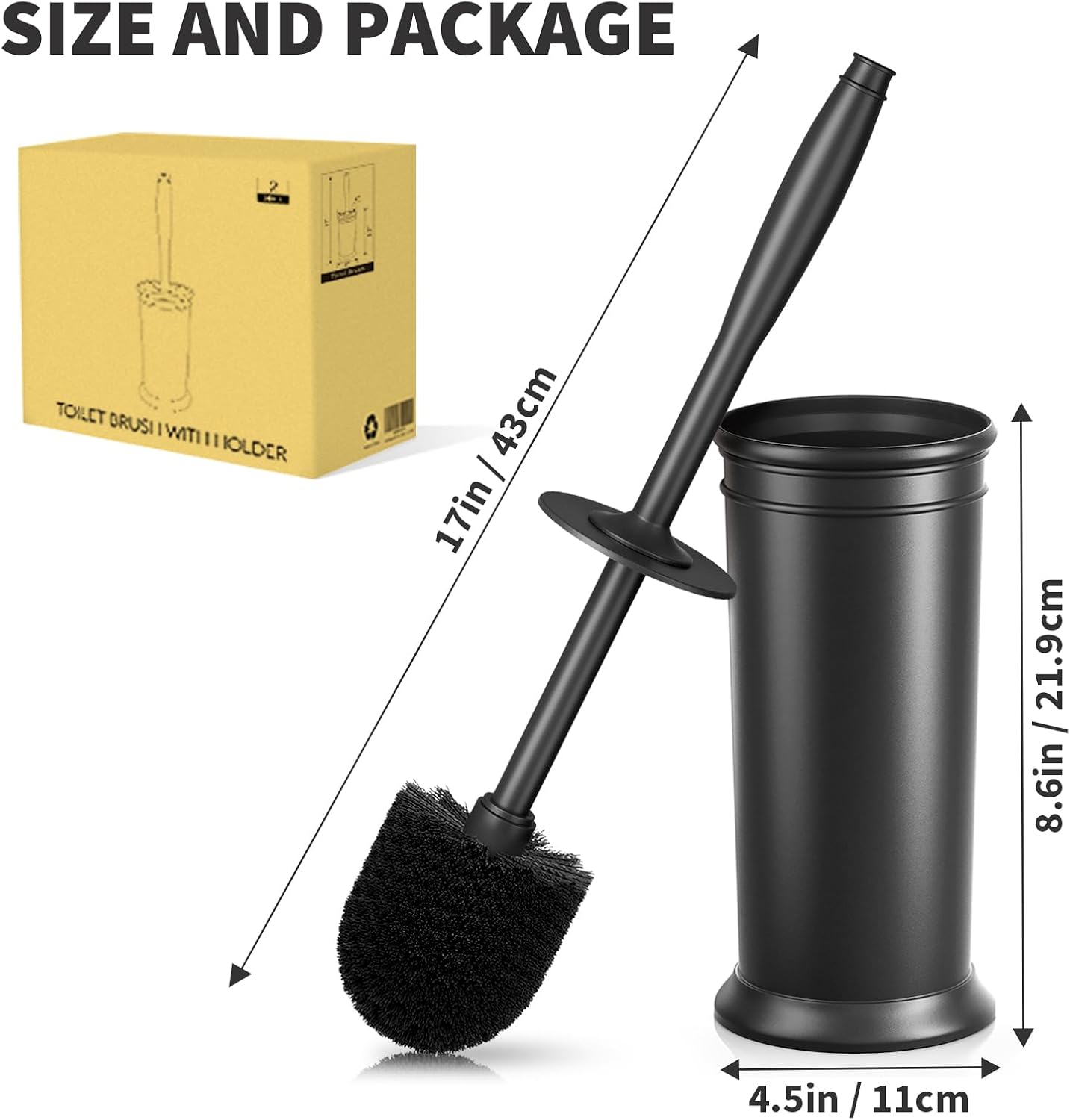 Thumbnail 6 de UPTRONIC UP-061-Brown Toilet Brush, Black-02, Long Handle and Covered Holder