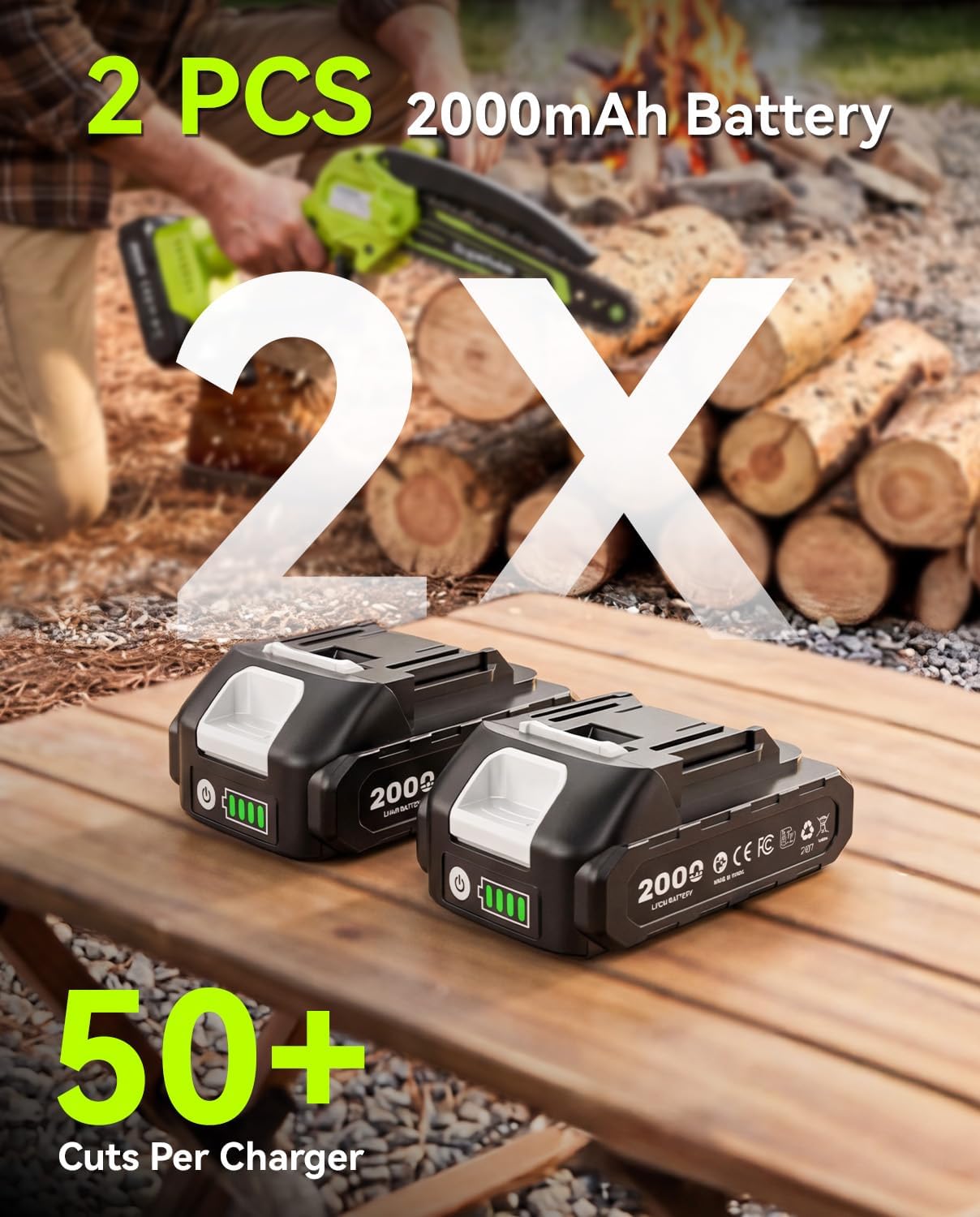 Thumbnail 3 de Supstable Mini Chainsaw 6 Inch: Cordless, Lightweight Pruning Power with Dual-Handle Safety
