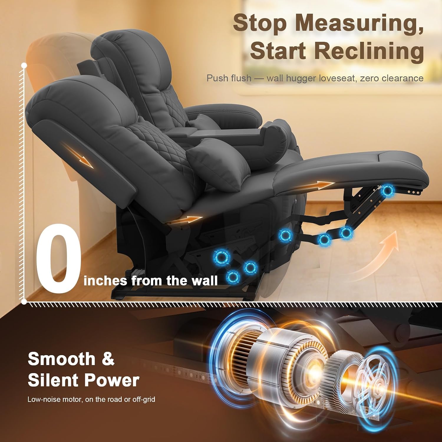 Thumbnail 3 de MOSGAT 166-MO-RC Power Reclining Loveseat with USB Ports and Cup Holders
