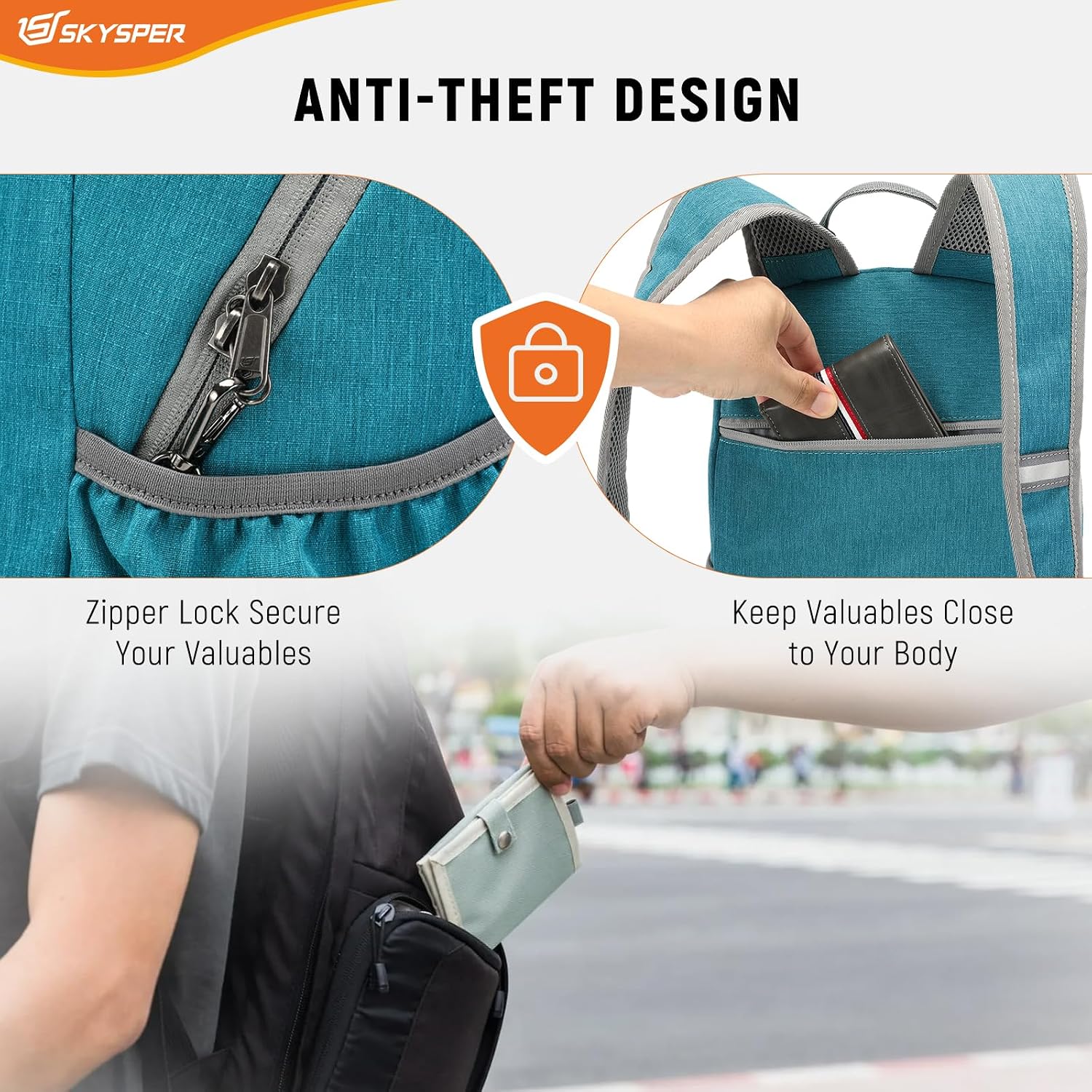 Thumbnail 2 de SKYSPER Small Anti-Theft Hiking Backpack 18L RFID Packable Daypack