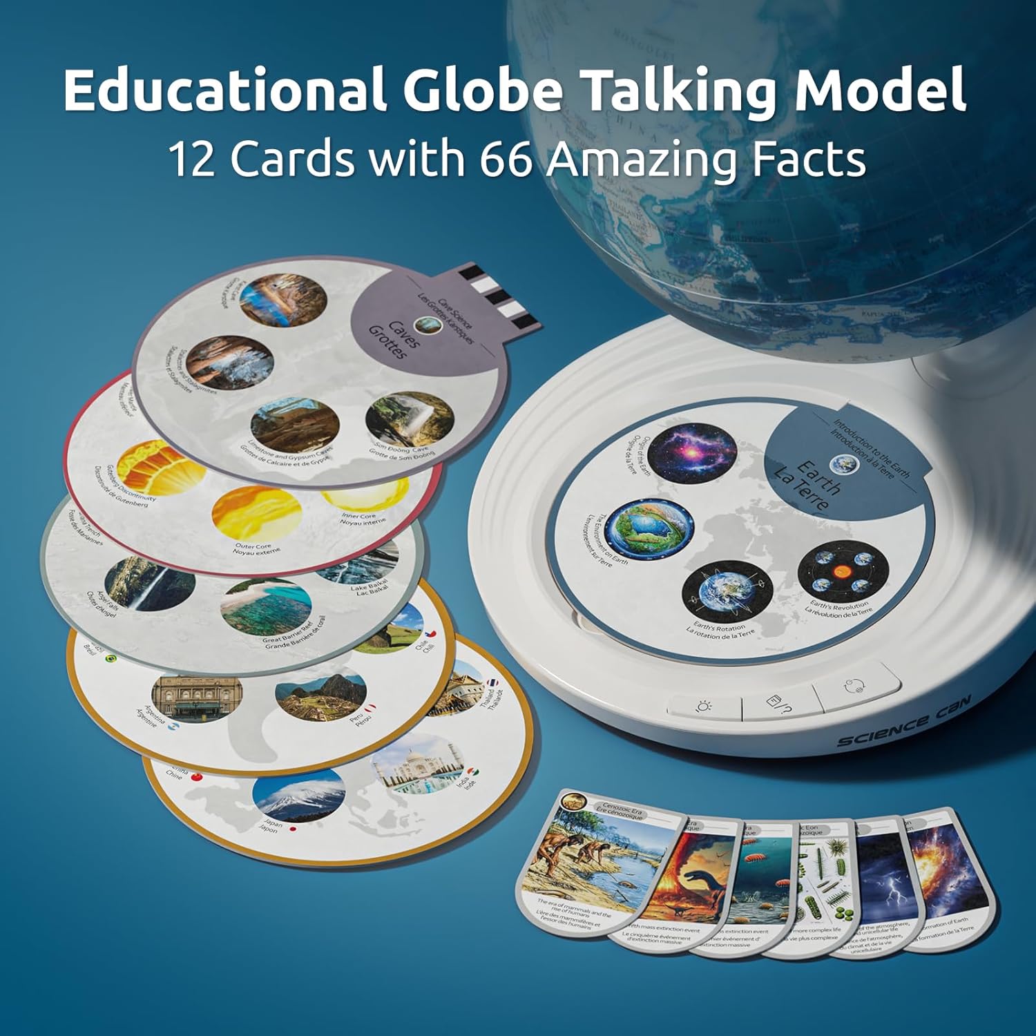 Detalle de Science Openable Globe for Kids: 8-Inch Interactive Globe with Knowledge & Quiz Mode