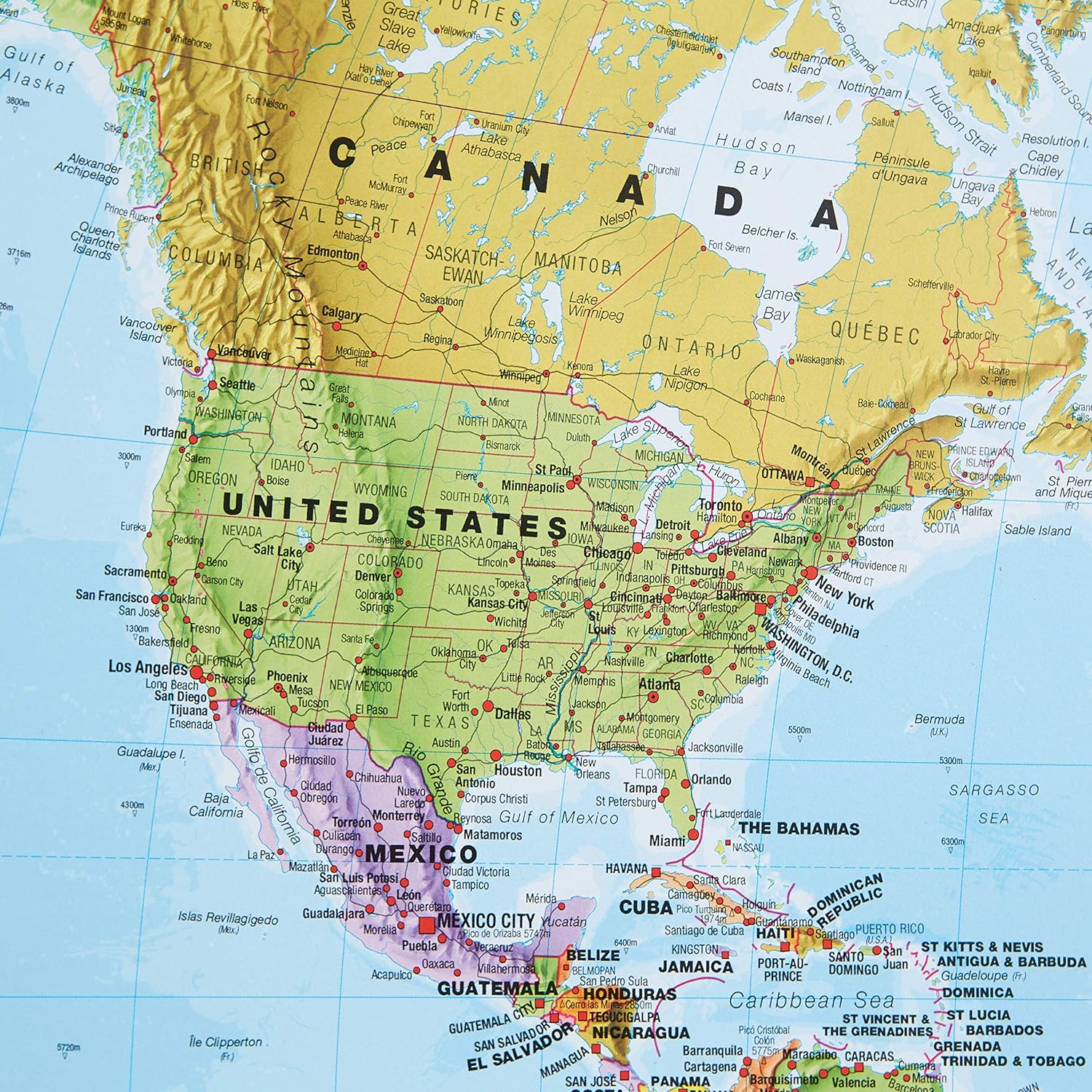 Thumbnail 5 de Mapa mural político de medio mundo con banderas 🌍