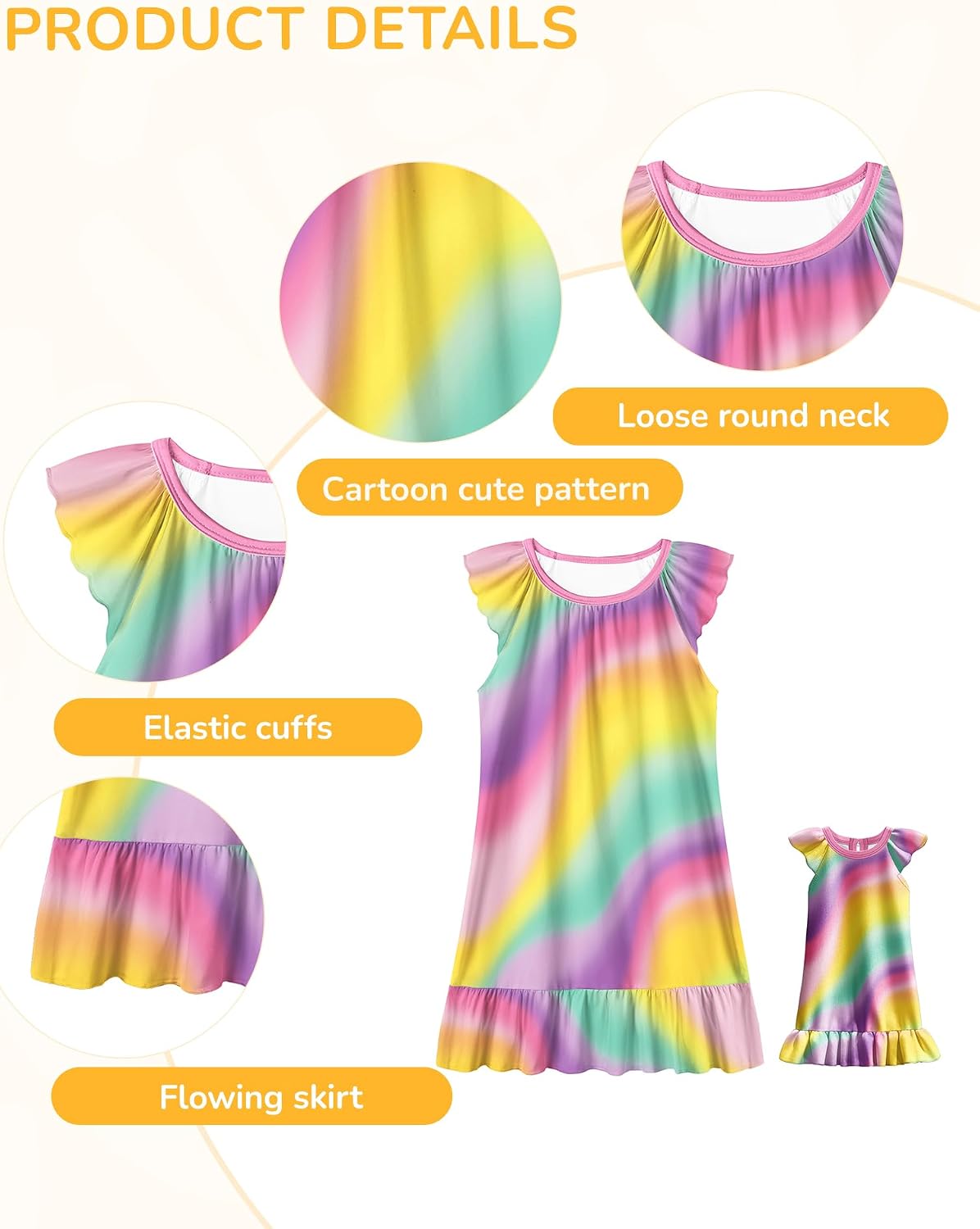 Detalle de LQSZ Matching Nightgown Set with 18-Inch Doll Gown