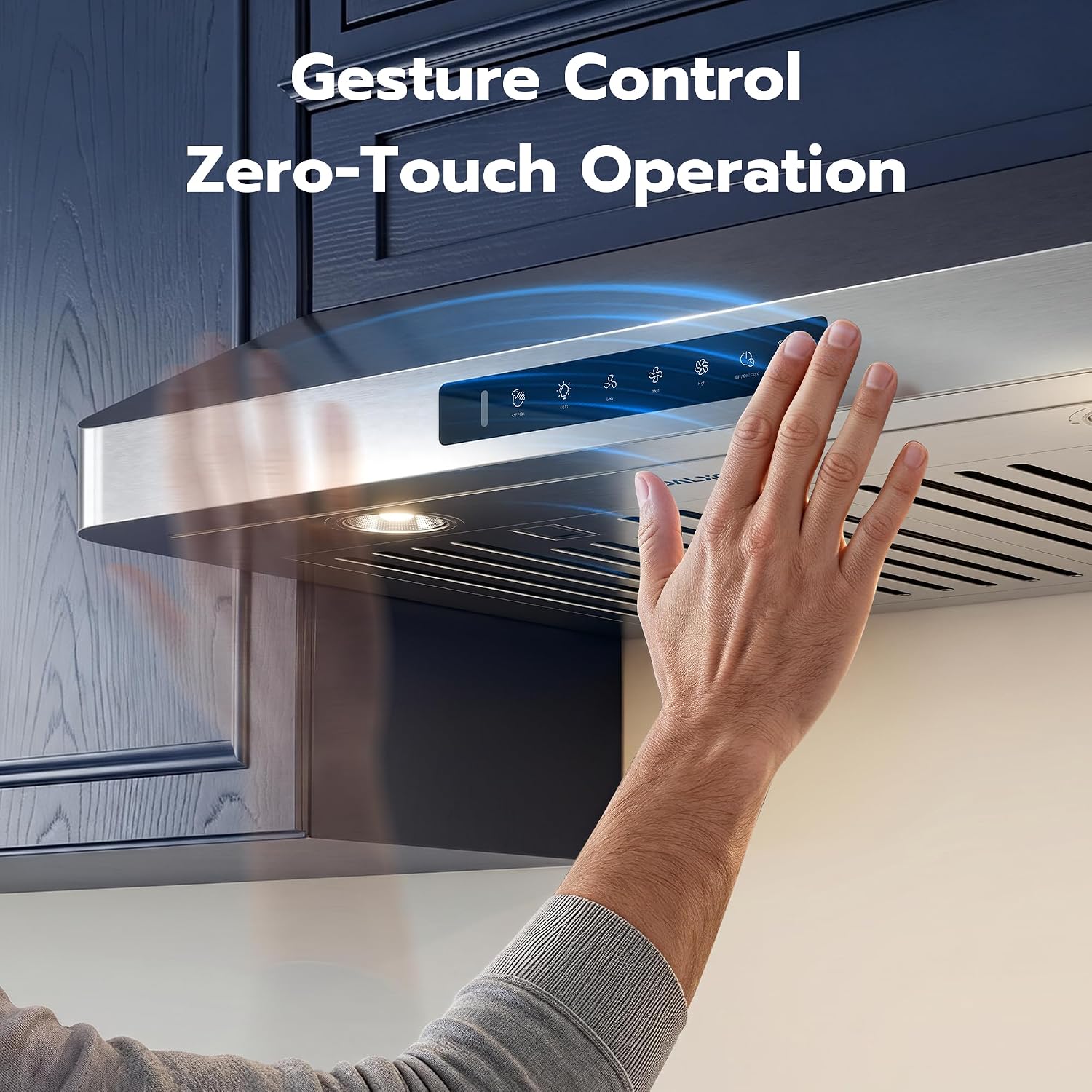 Detalle de Dalxo 30-Inch Under-Cabinet Range Hood, 900 CFM, Gesture and Touch Control