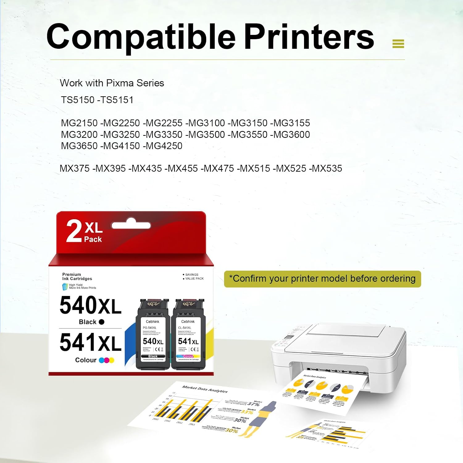 Detalle 2 de Cebhink PG-540XL en CL-541XL inktcartridges voor Canon TS5150, zwart en kleur