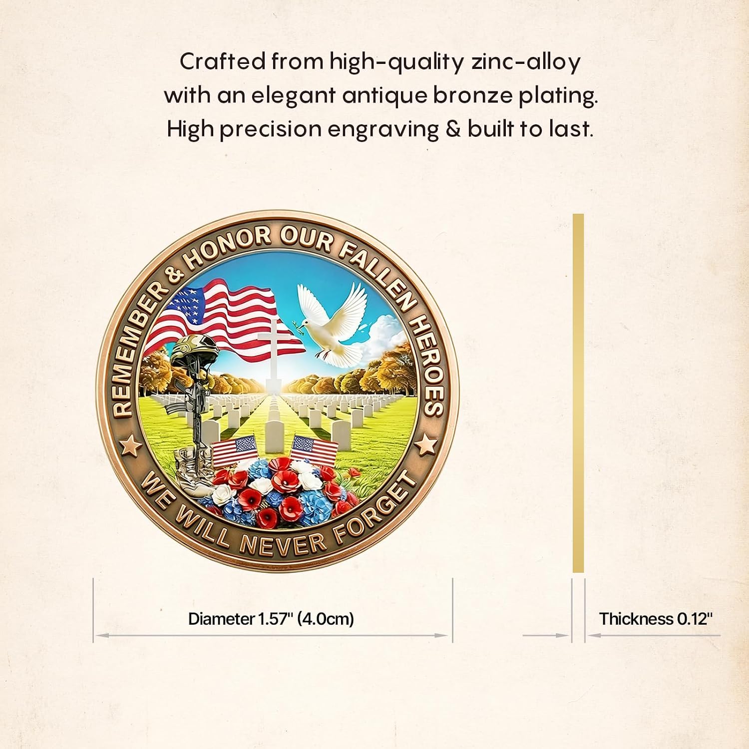 Detalle 2 de Military Memorial Coin, Zinc Alloy