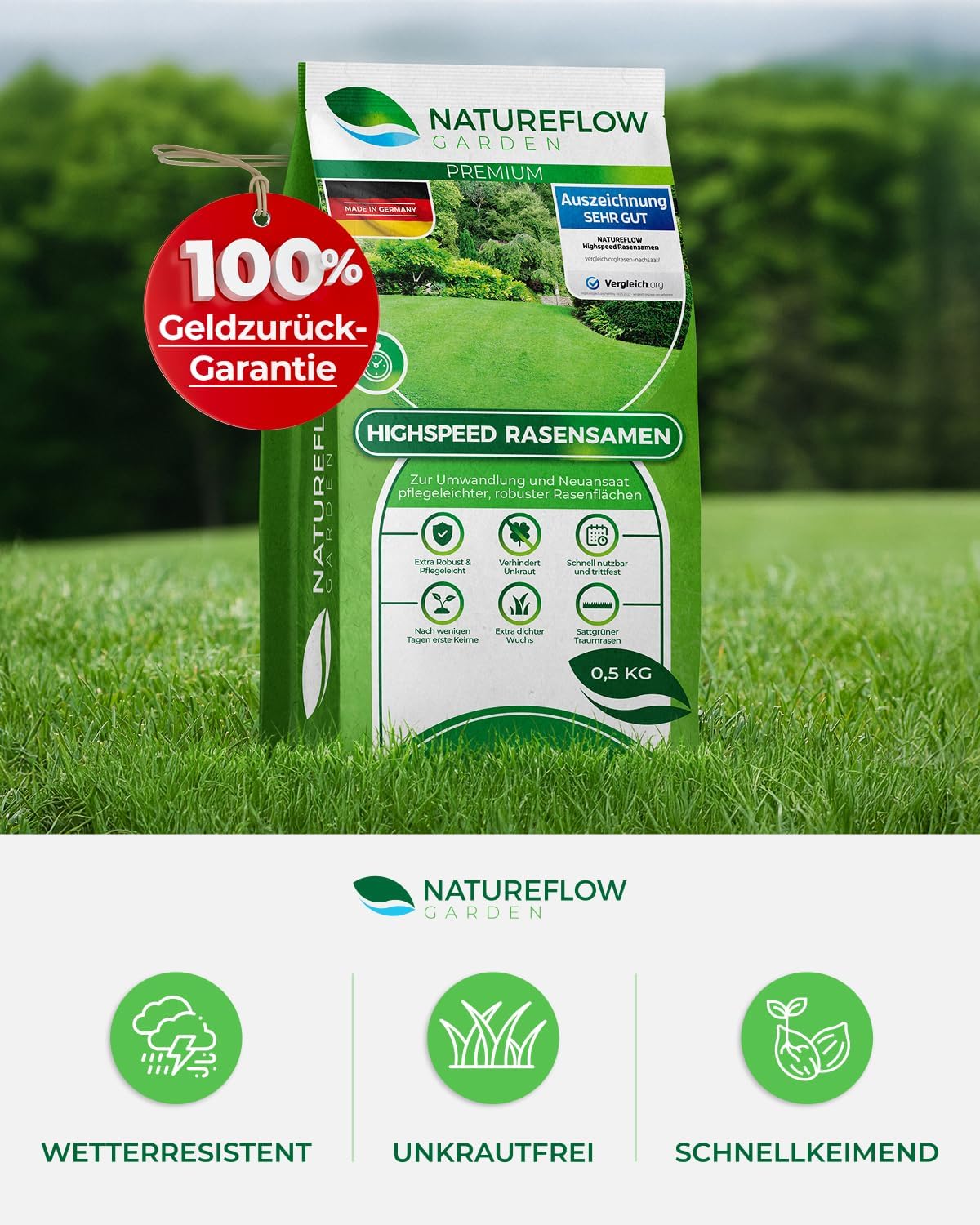 Detalle 2 de Sport und Spielrasen 0,5 kg Rasensamen 🌱