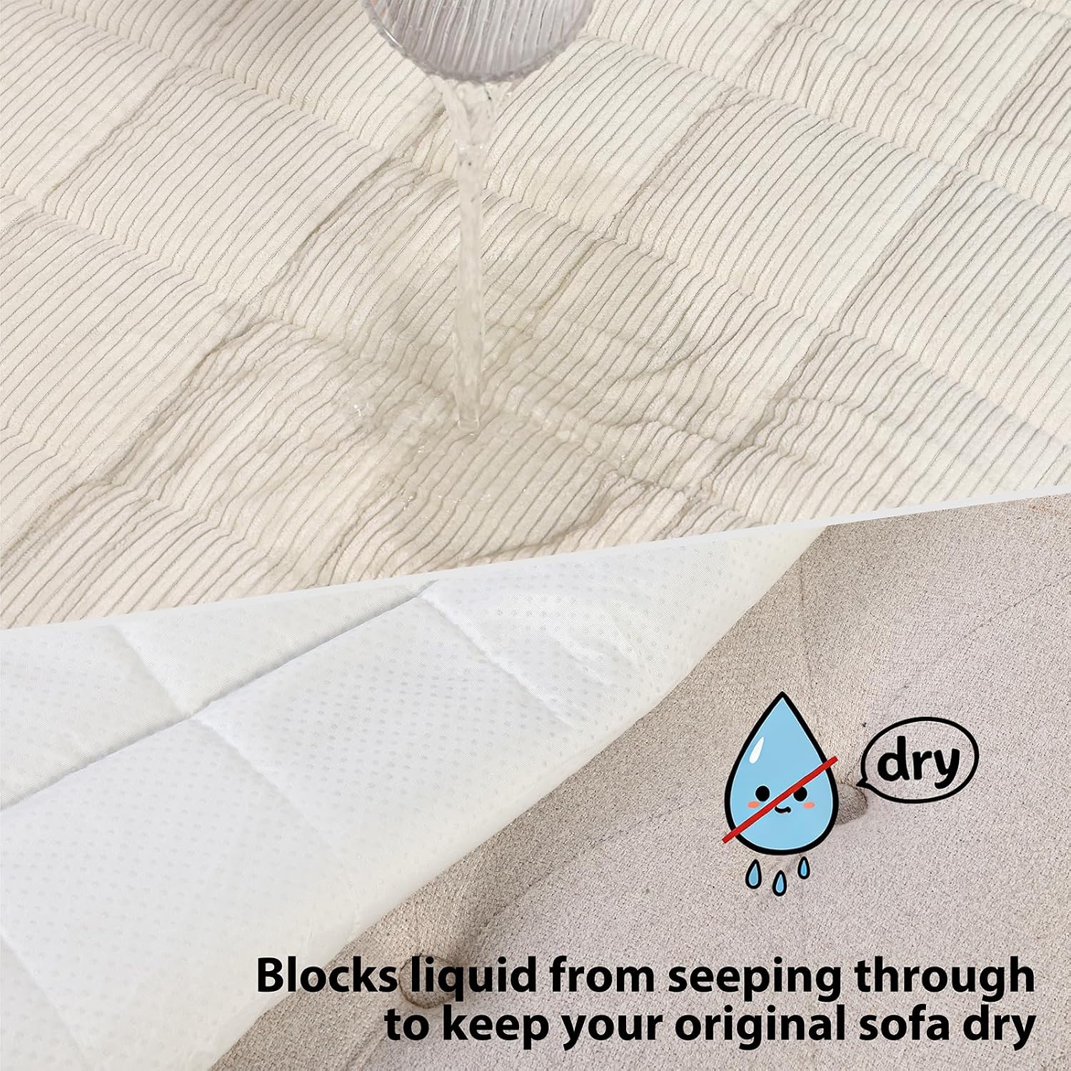 Detalle de Fixwal SO-UDSW-PLK4 Corduroy Dog Couch Cover, 27.6" x 59", Off White