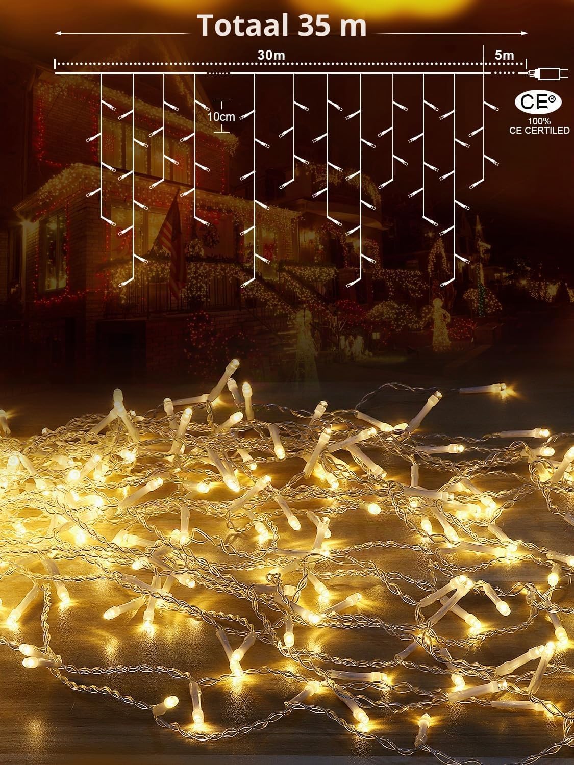 Thumbnail 5 de ARKOCHIC DRCR100 gordijnverlichting, 30 m, 960 warmwitte leds, IP65