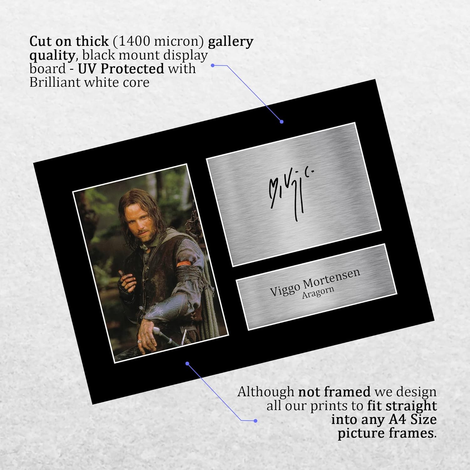 Thumbnail 2 de HWC Trading A4 Viggo Mortensen Lord of the Rings Aragorn signed autograph picture (A4) for movie memorabilia fans