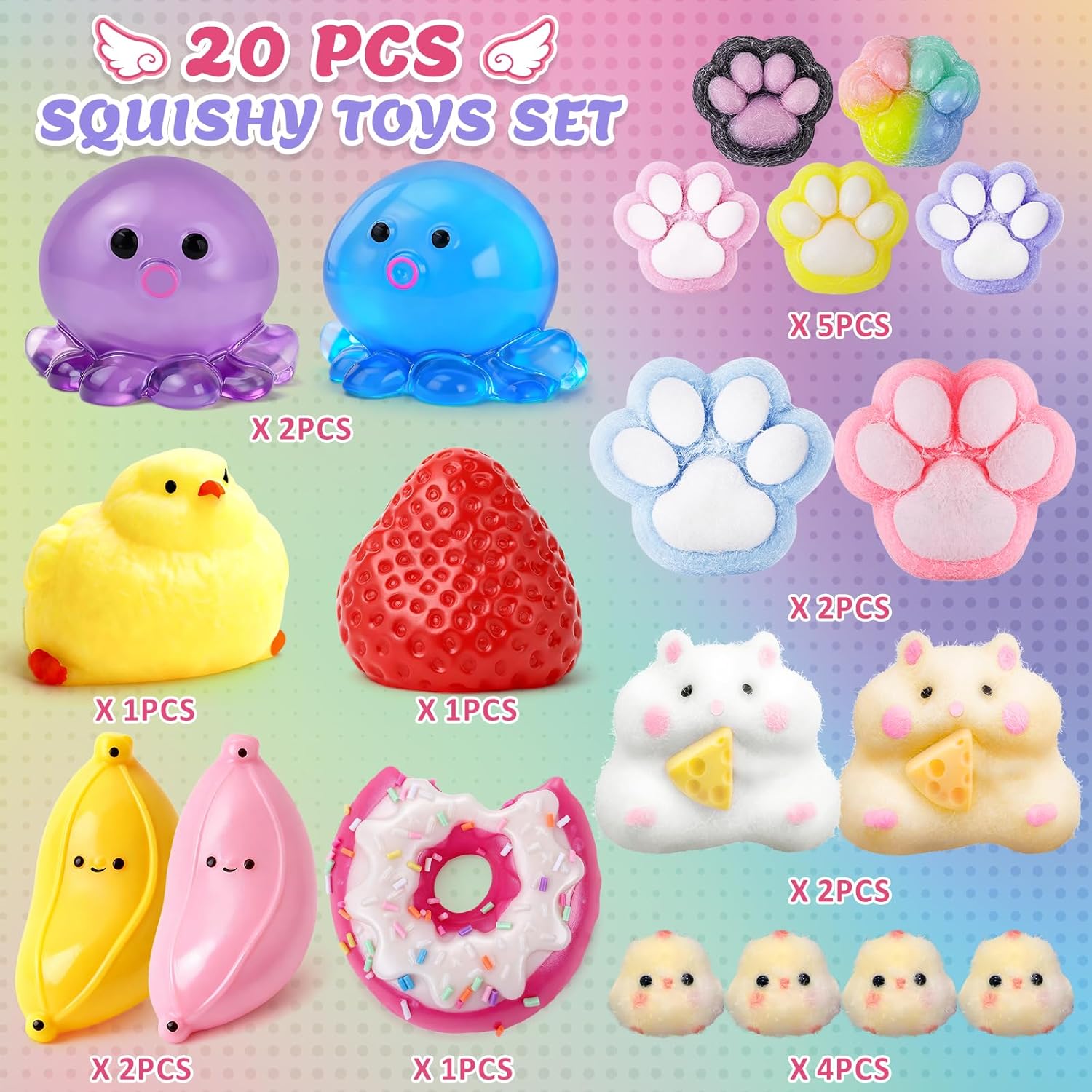 Detalle de 20Pcs Taba Squishy Pack Fidget Toys — Sensory Set for Kids and Classroom Use
