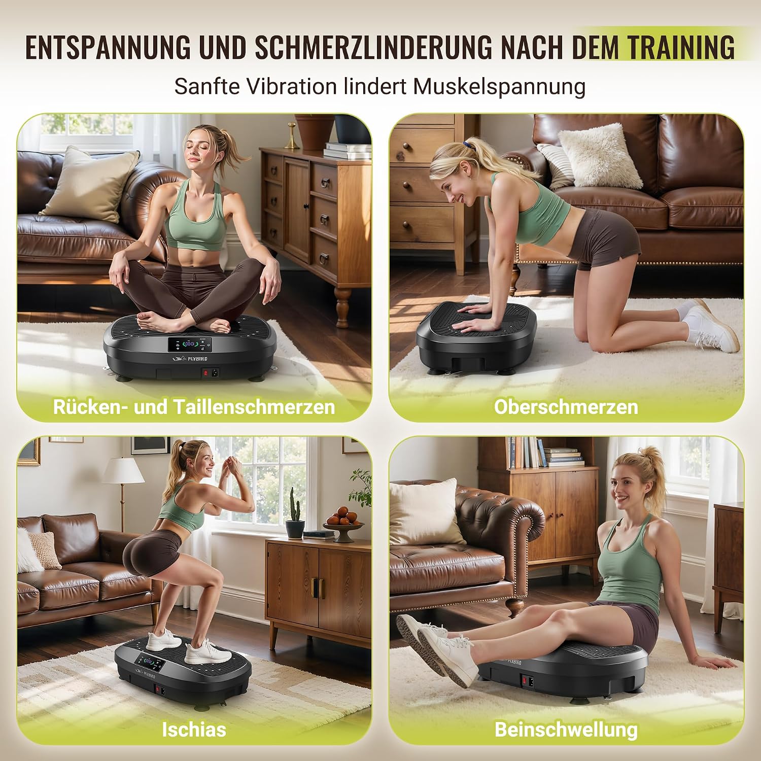 Detalle de FLYBIRD Vibrationsplatte mit Fernbedienung und einstellbarer Geschwindigkeit (Tragkraft 150 kg)