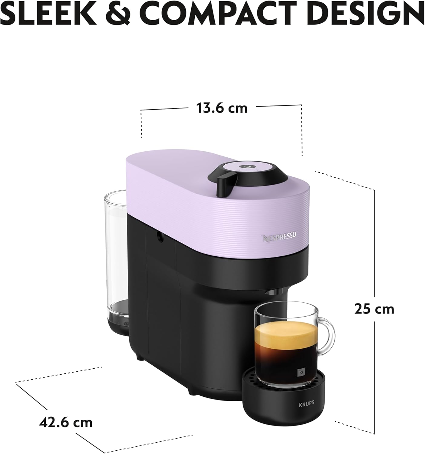 Detalle 2 de Nespresso Vertuo Pop Coffee Pod Machine by Krups XN9206G0 (Lilac) – Starter Set Included