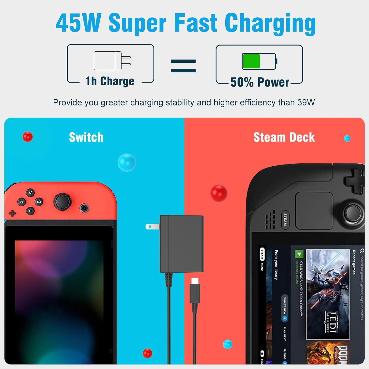 Thumbnail 5 de MARSDOCK 45W Charger for Switch