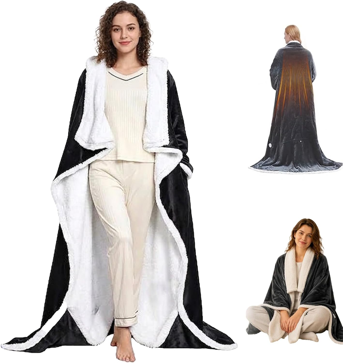 Detalle de Qosneoun 12564548 Wearable Heated Blanket with Sleeves, Foot Pockets and 9 Heat Levels