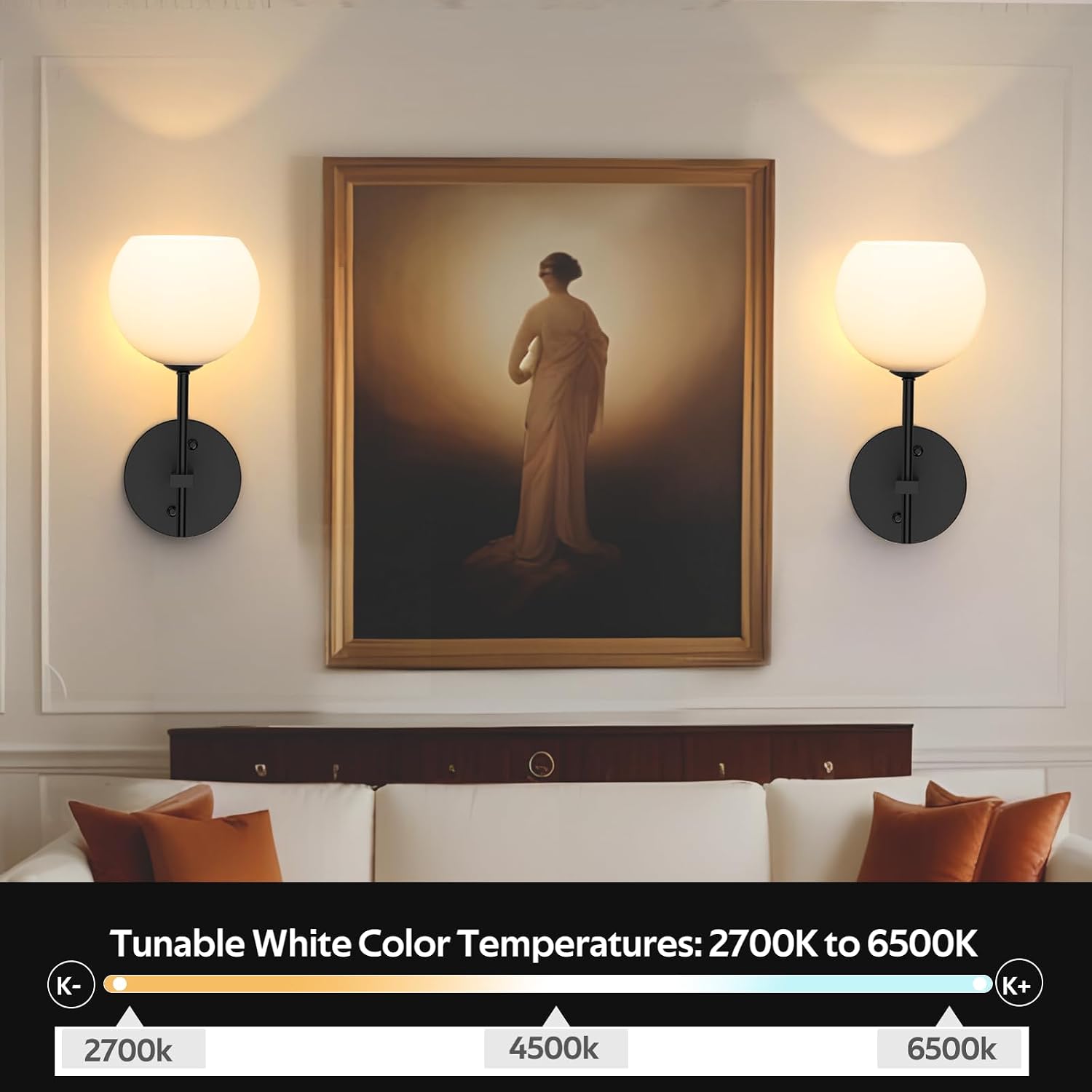 Detalle 2 de MOITA WS-001 Battery-Operated Wall Sconces, Set of 2 with Remote and RGB