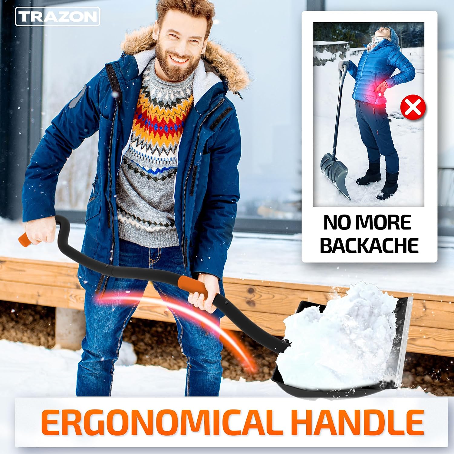 Detalle de 18-Inch Ergonomic Snow Shovel with 60" Handle
