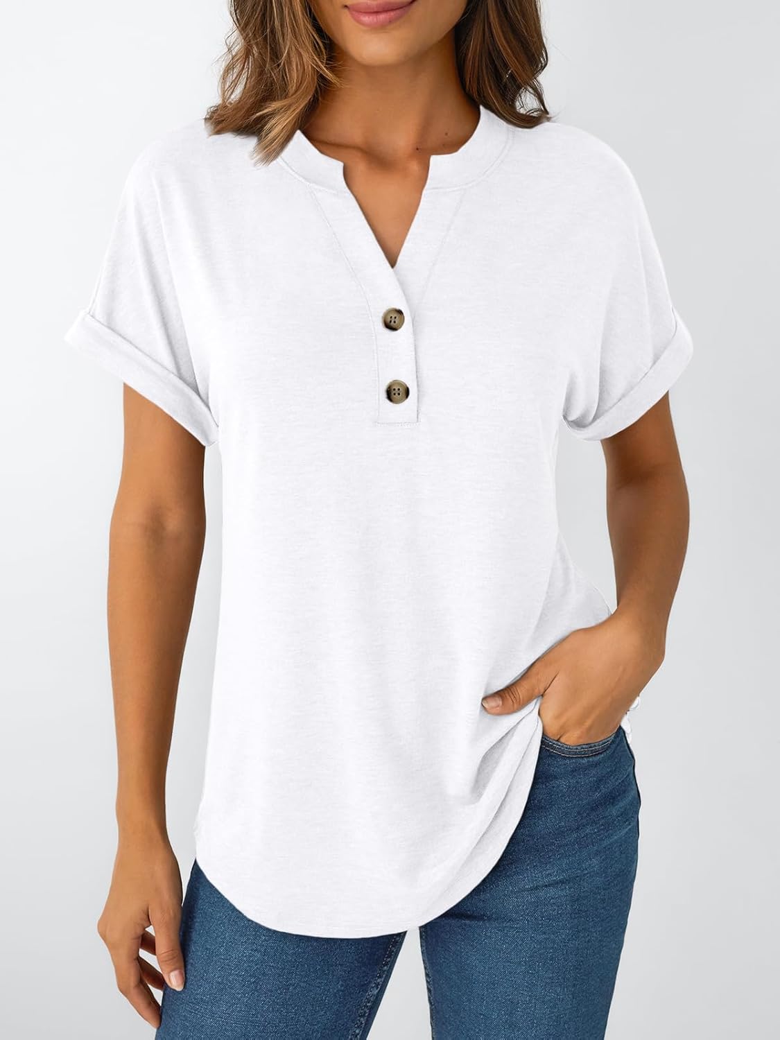 Thumbnail 5 de AUTOMET Women's Short Sleeve Henley Dressy Casual Summer Tops (2026)