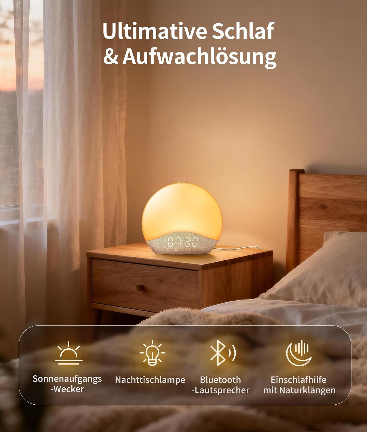 Thumbnail 6 de ecozy Tageslichtwecker – Sonnenaufgang, Bluetooth-Zeitsynchronisierung und 17 Lichtfarben