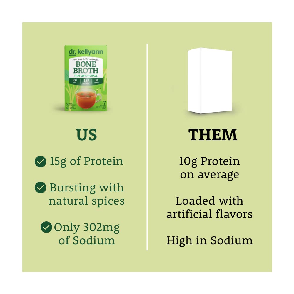 Thumbnail 6 de Dr. Kellyann Thai Lemongrass Bone Broth Packets, 7 Servings, 16g Protein