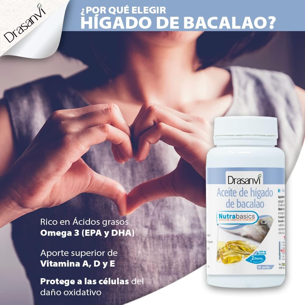 Detalle 2 de DRASANVI NUTRABASICS 90 perlas Aceite de hígado