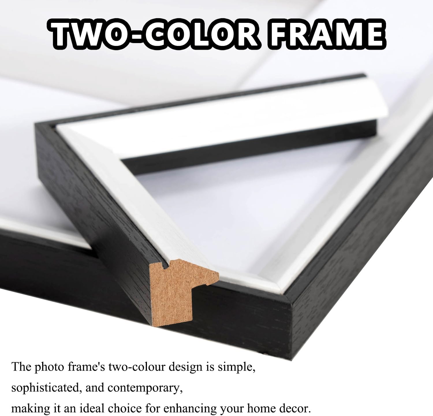 Thumbnail 3 de Baoee 20x30 Schwarz-Weiß zweifarbiger Bilderrahmen (2er-Set) mit Acrylglas