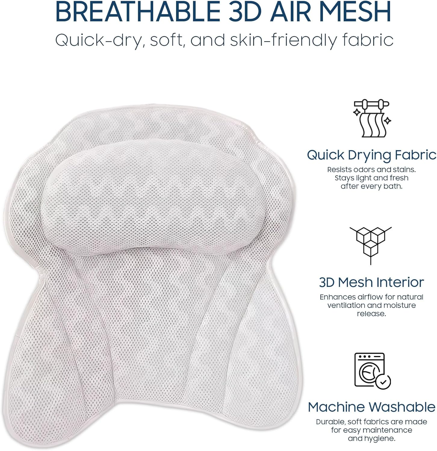 Detalle de ADOV Luxury Bath Pillow 6 Suction Cups