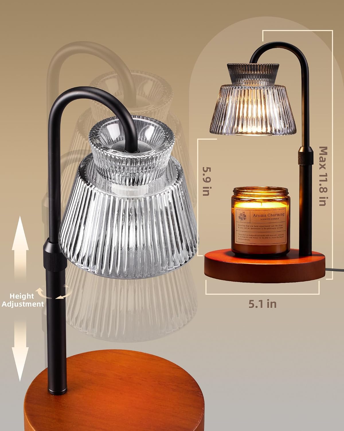 Thumbnail 2 de LISUNAR CWL-G002 Candle Warmer Lamp with Timer, Dimming and Adjustable Height