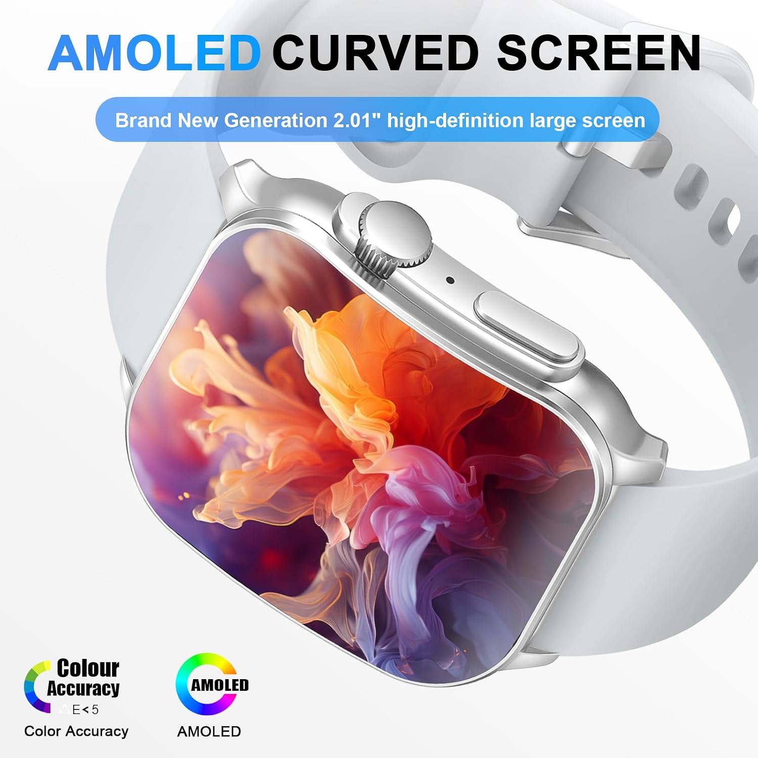 Detalle 2 de Smart Watch for Men and Women with 2.01" AMOLED Curved Screen – IP68 Fitness Tracker