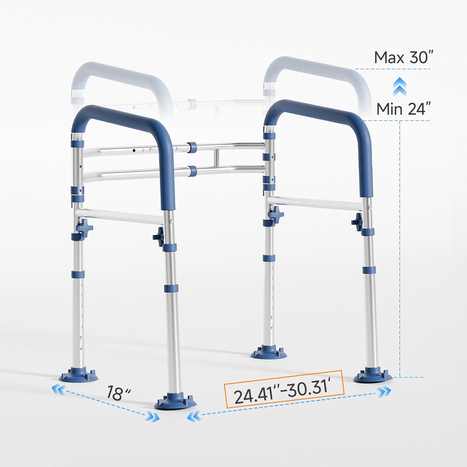 Detalle de Loyoda Toilet Safety Rails for Seniors: Height and Width Adjustable Frame with Foldable Design