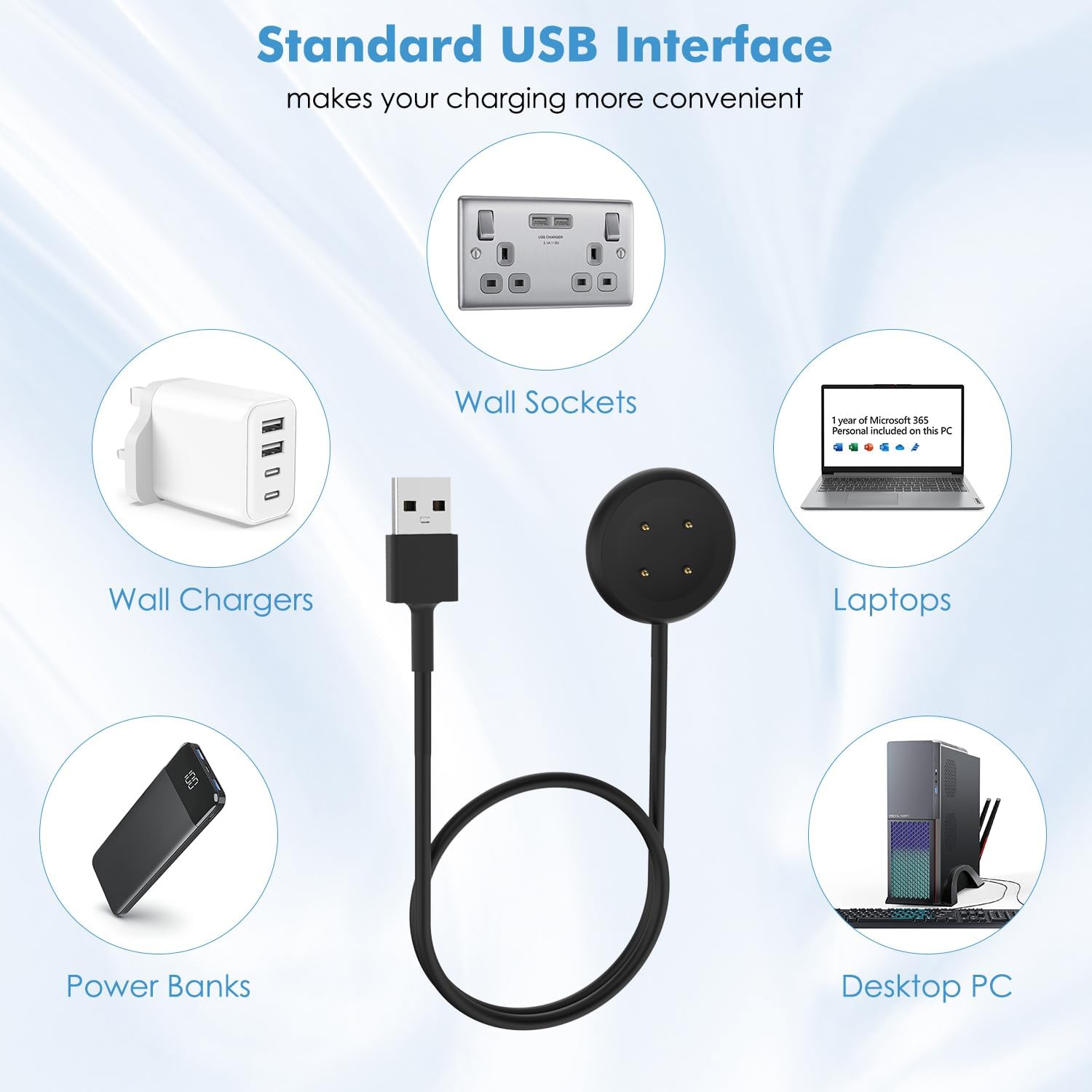 Thumbnail 5 de MoKo 2Pack Magnetic Charger for Pixel Watch 1m cable