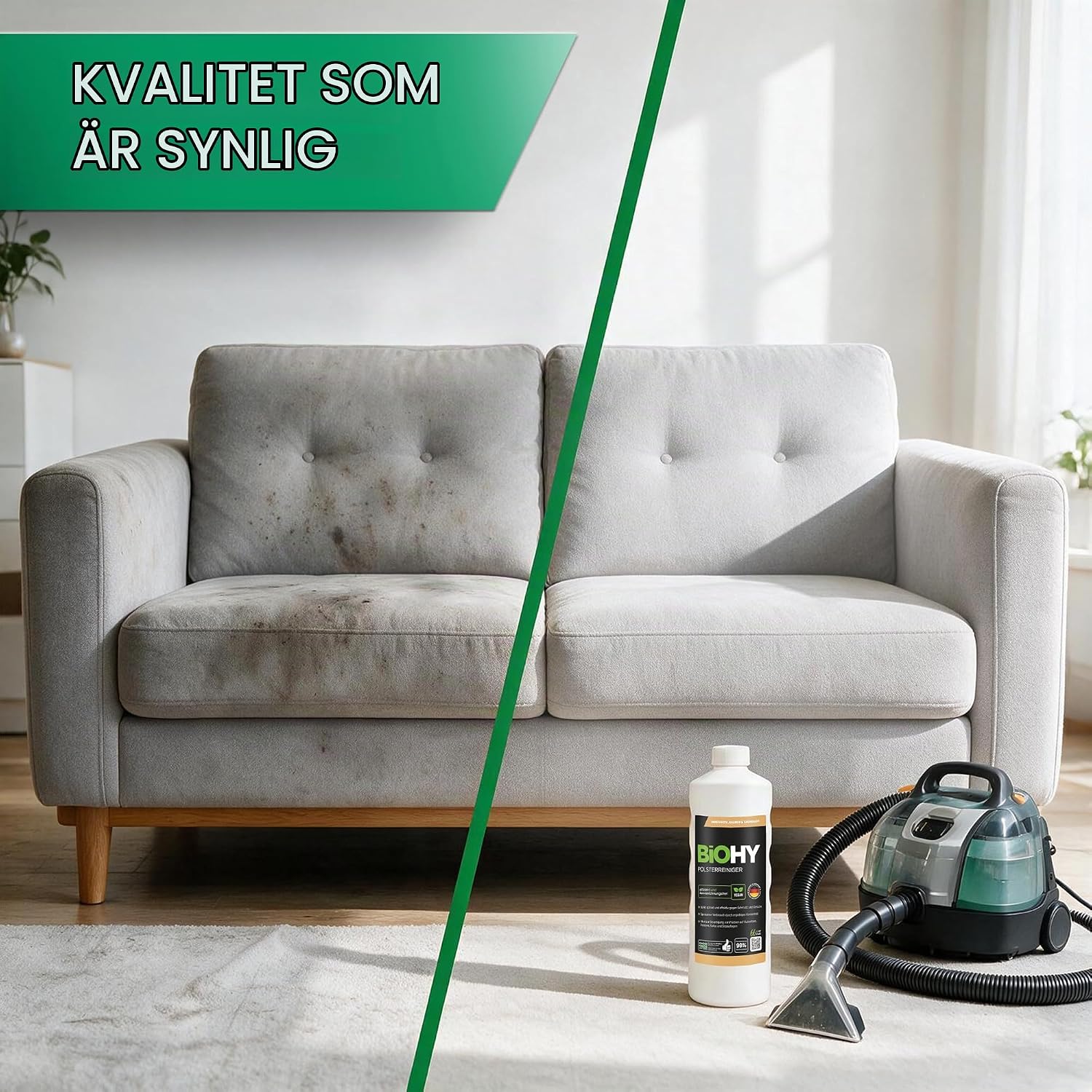 Detalle de BIOHY K12496 klädselrengöring, koncentrat för bilsäten och möbler, 1 l
