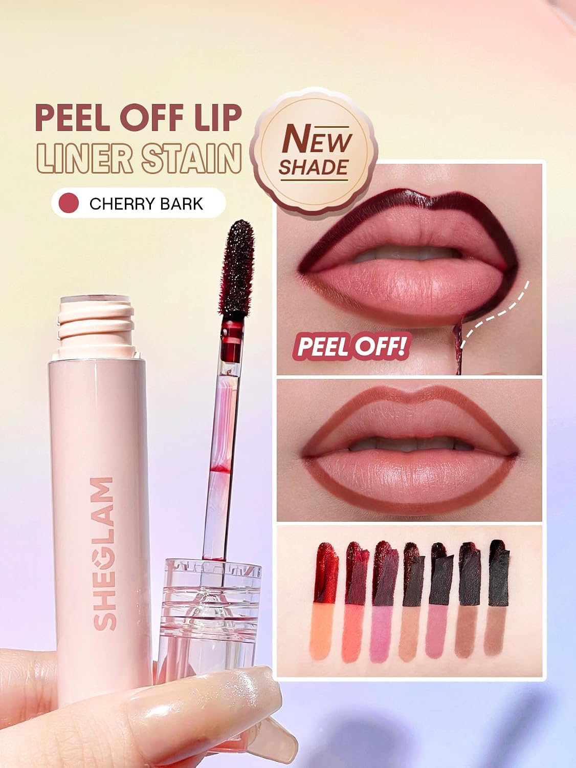 Detalle 2 de SHEGLAM sb251113403715414181 Peel-Off Lip Liner Stain, Cherry Bark Nude Tint