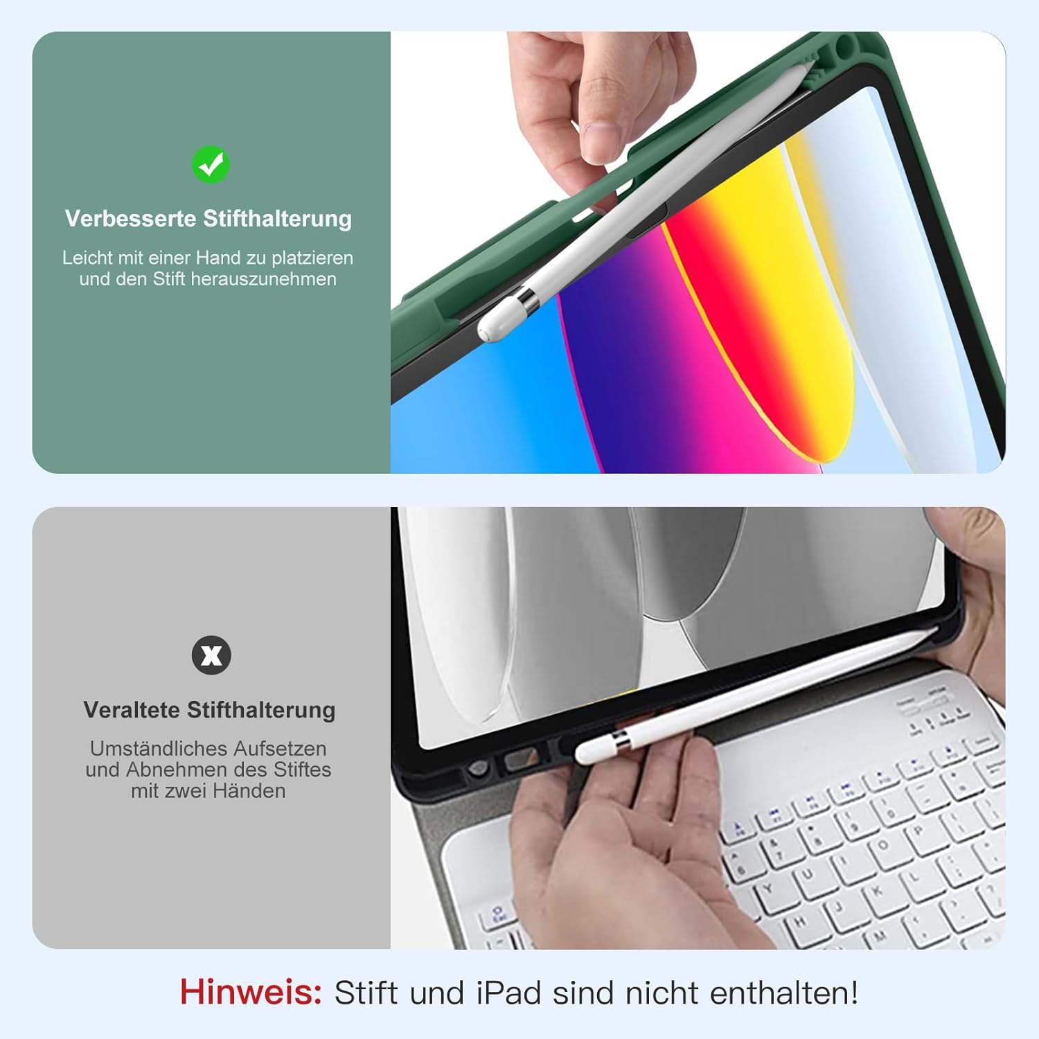 Thumbnail 5 de Vobafe Hülle mit Tastatur für iPad A16 11 Zoll – 7-farbige Beleuchtung, magnetisch abnehmbar, Stifthalter