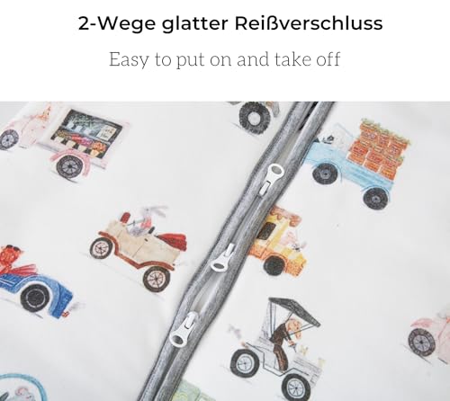 Detalle de Chilsuessy Baby-Schlafsack mit Beinen, 2,5 TOG, 90 cm, bunte Autos