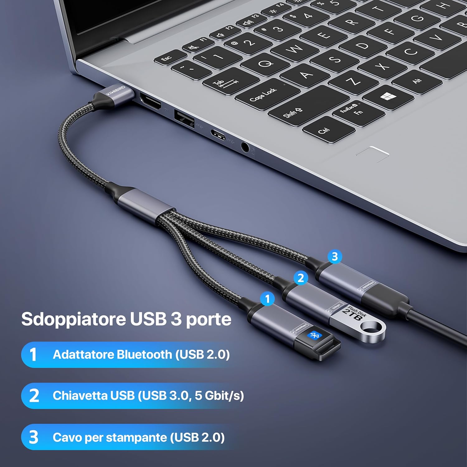 Thumbnail 2 de Sdoppiatore USB 3.0 3 in1: espansione veloce e versatile per PC, console e TV