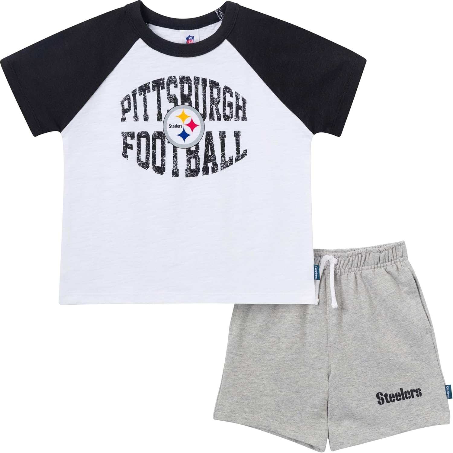 Detalle de Gerber NFL Baby T-Shirt and Shorts Set with Steelers Graphics