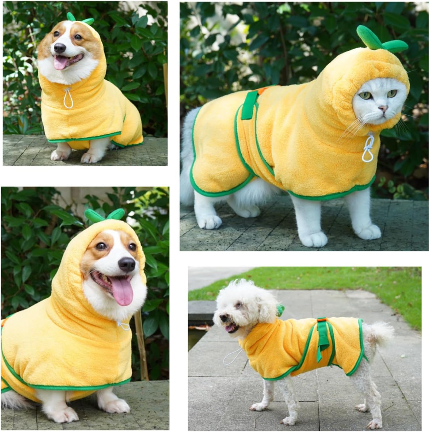 Thumbnail 4 de Fnaobai Pet Bathrobe for Dog and Cat – Absorbent Quick-Drying Hooded Coat (Yellow, XS)