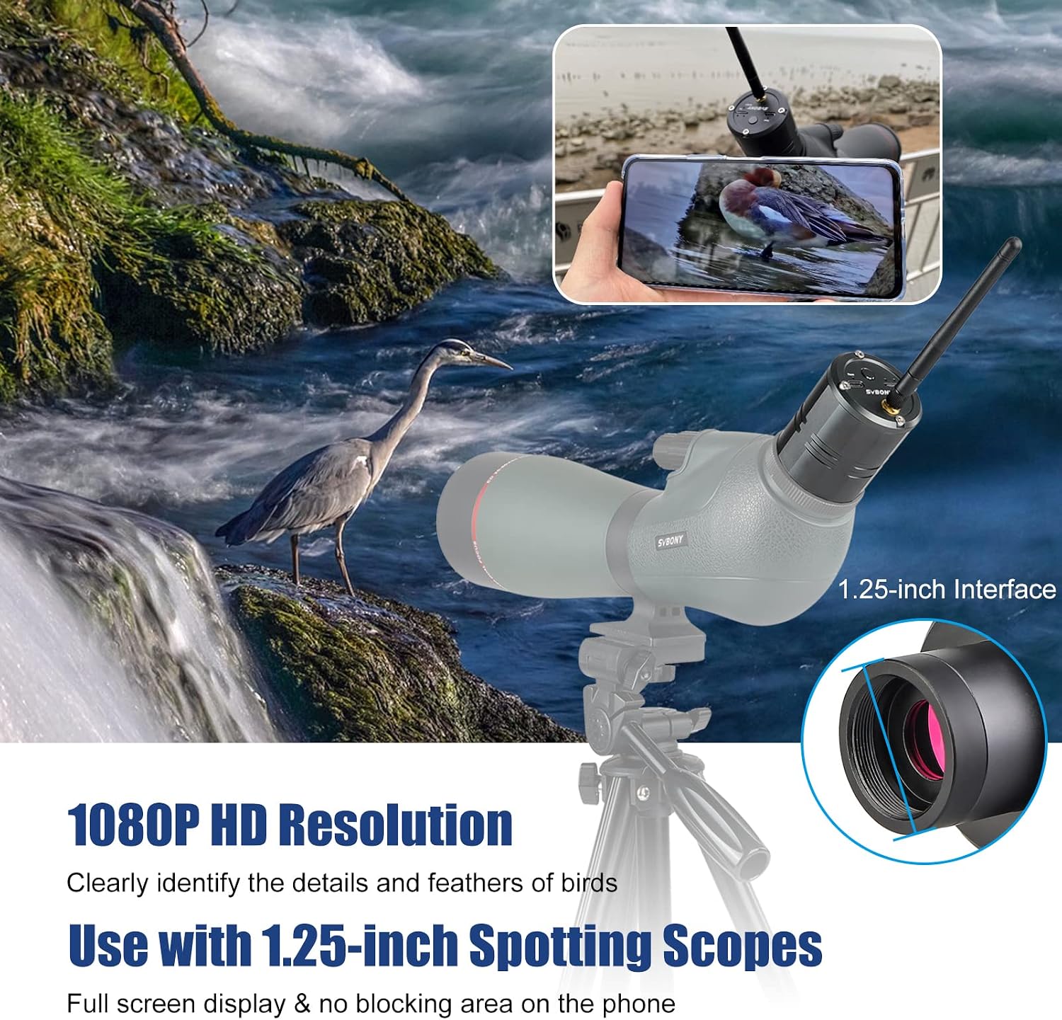 Detalle de Svbony SC001: Telecamera WiFi 2MP per birdwatching e fotografia all’aperto