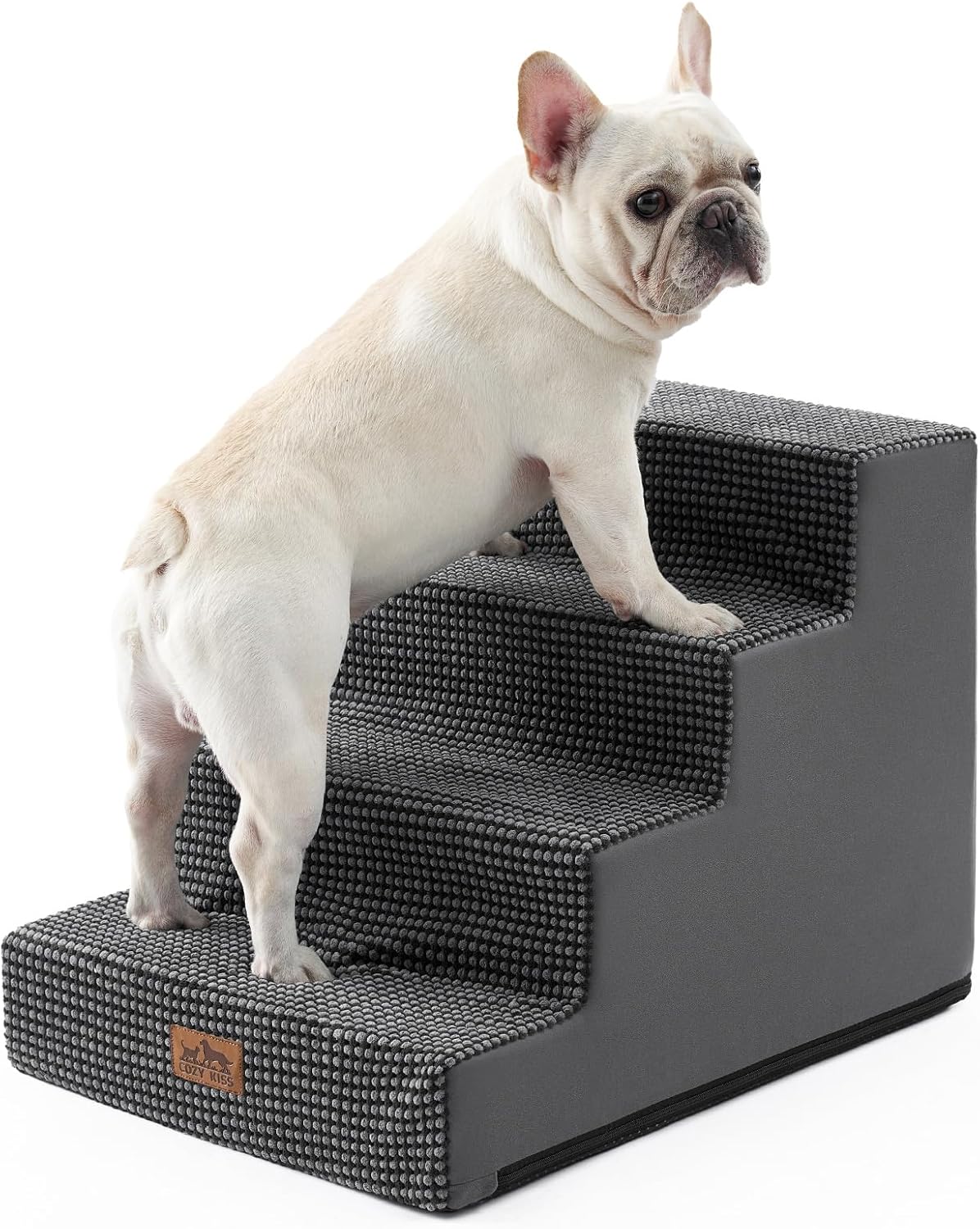 COZY KISS Escaliers pour Chiens à 4 Marches – 60x45x45 cm, Gris Foncé