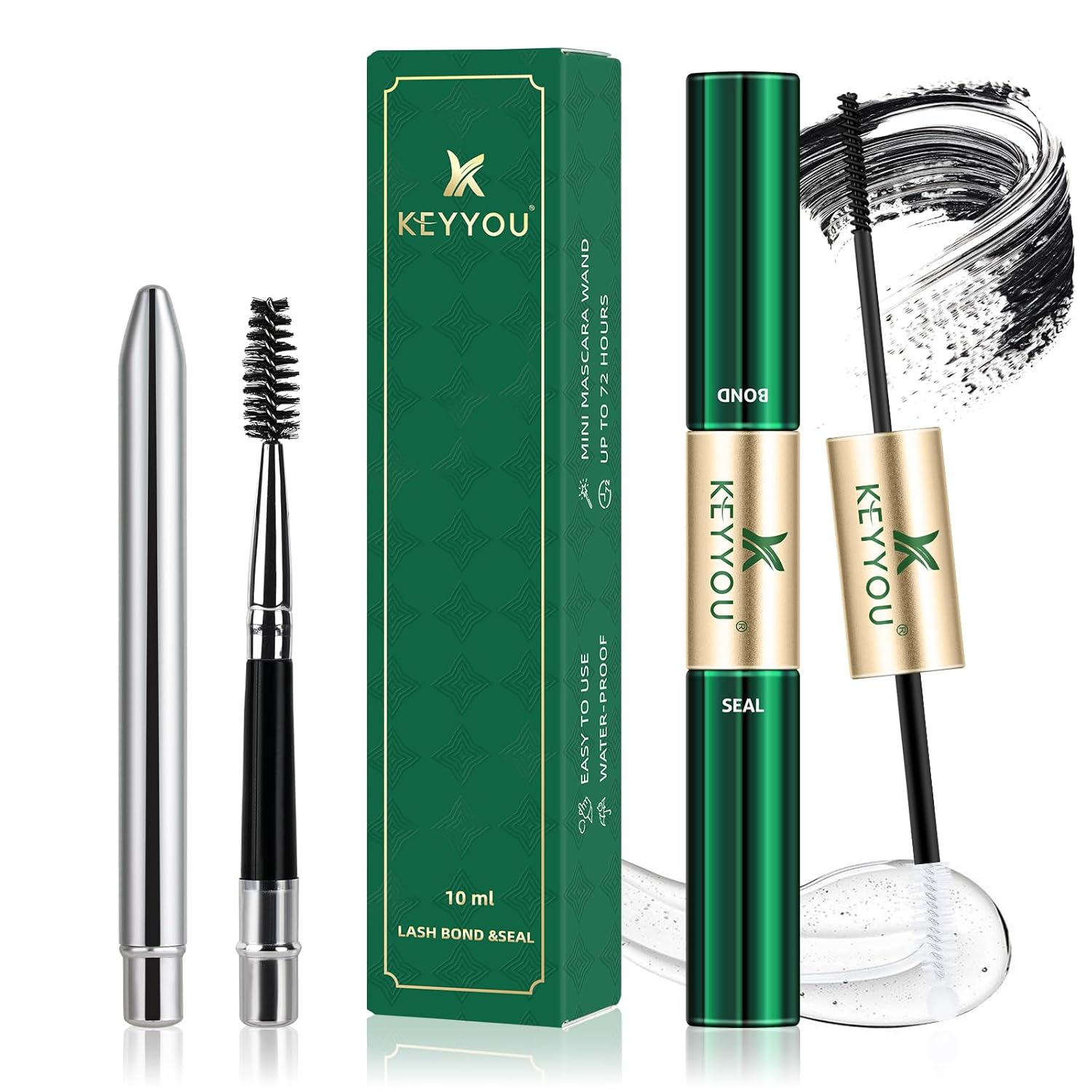Thumbnail 6 de KEYYOU Lash Bond and Seal Waterproof 10ml – Dual-Ended Lash Adhesive for DIY Extensions (Black+White 2-Pack)