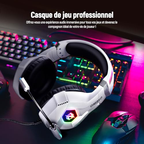 Thumbnail 4 de Ozeino Casque Gaming pour PS5, PS4, PC et Switch — RGB 7 couleurs, pavillon léger et micro anti-bruit