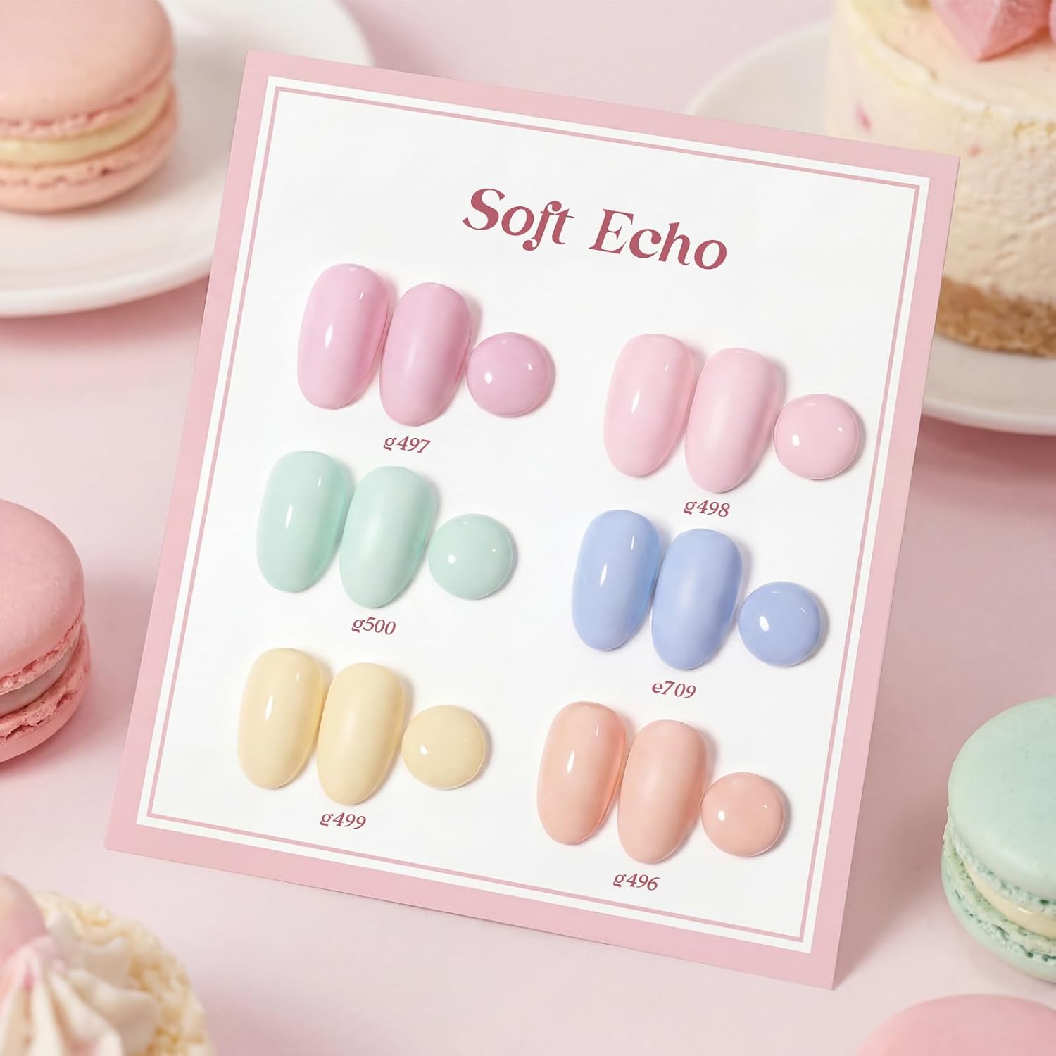 Detalle de beetles Pastel Gel Polish Set (Soft Echo Collection) — 6 UV Gel Shades for Spring, Easter & Macaron Nails