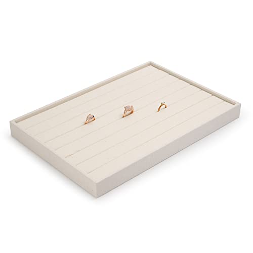 Detalle de Oirlv bandeja de almacenamiento de joyería beige de lino (anillos, pendientes y colgantes)