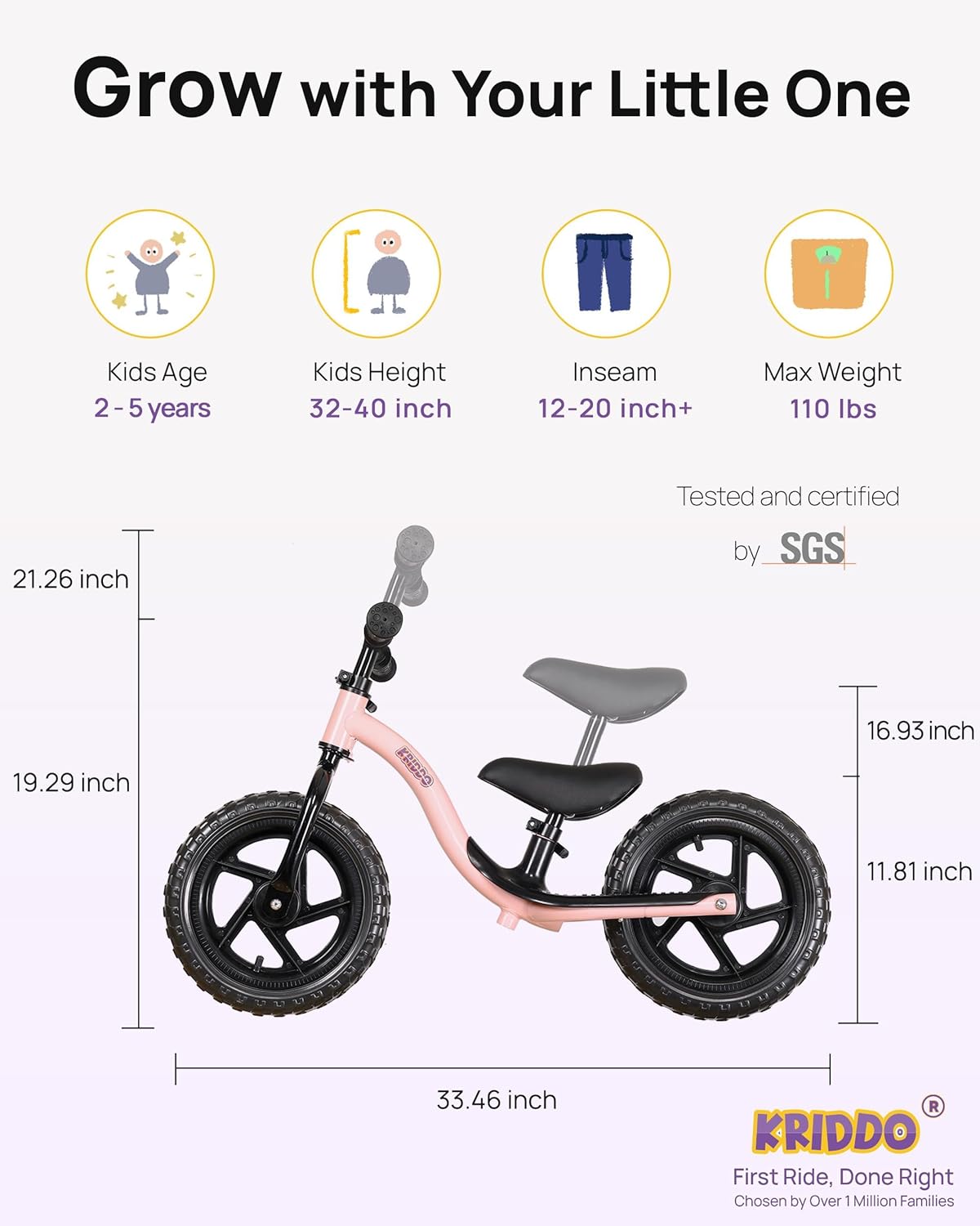 Detalle 2 de KRIDDO Toddler Balance Bike 24 Months